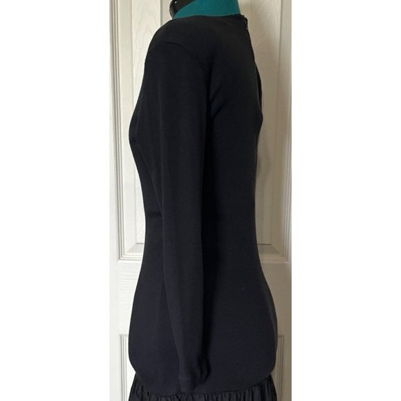 Vintage Linea Moda Brand Fit & Flare Black Dress Poly Blend Women's Size 4-READ - Picture 5 of 16